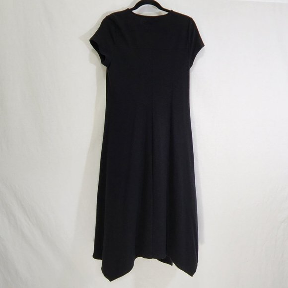 CHICO'S Black Seamed Tee Mixi Dress with Asymmetrical Hem Size 1 (8/M) LIKE NEW - Picture 6 of 16